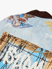 Artistic Patches Graphic  Distressed Denim Jacket - 2573 