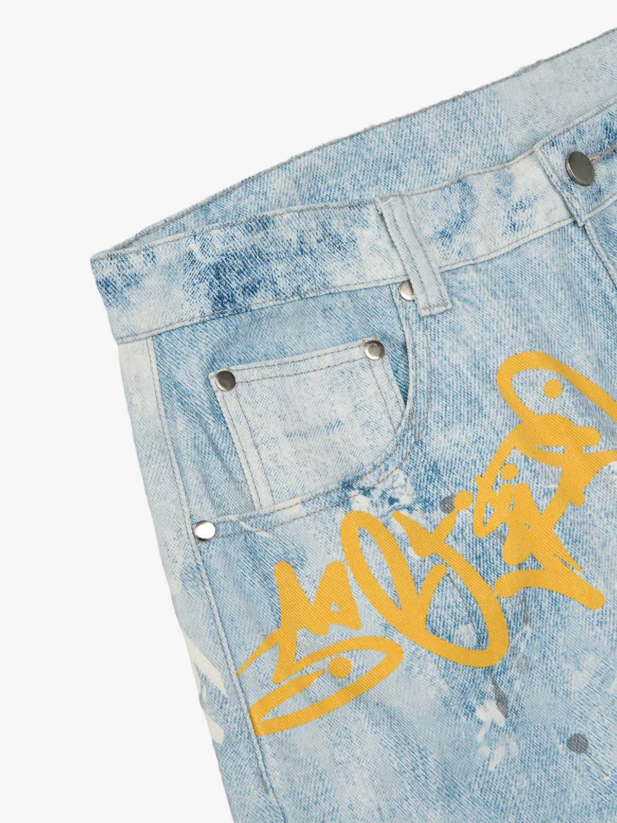 Retro Artistic Graffiti Angelic Prints Baggy Jeans 