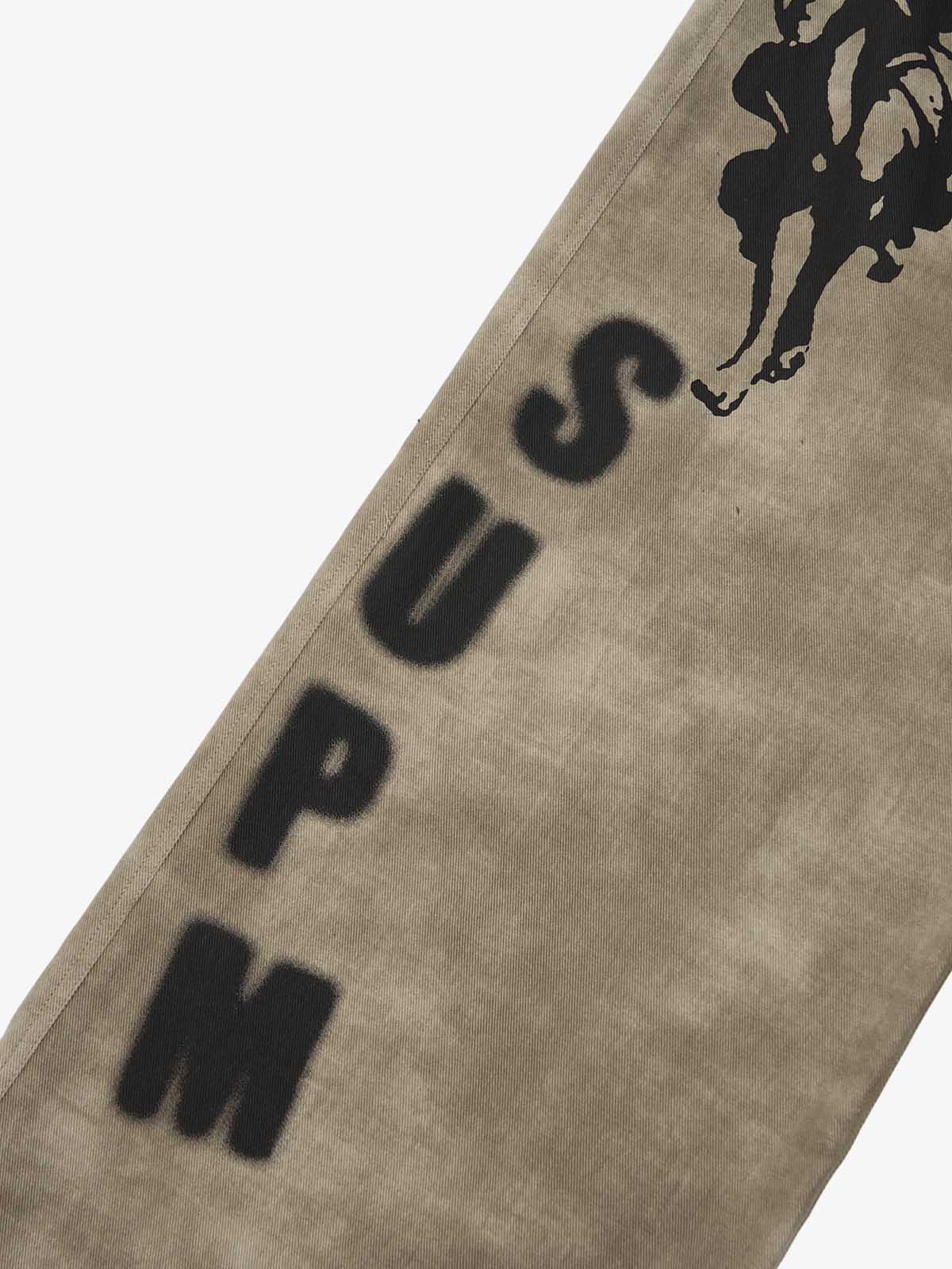 Original Large Cross Angel Print Distressed Jeans 
