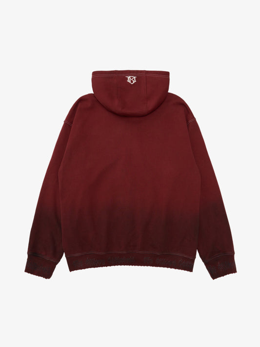 SPMD Embroidered Distressed Gradient Hooded Sweatshirt 