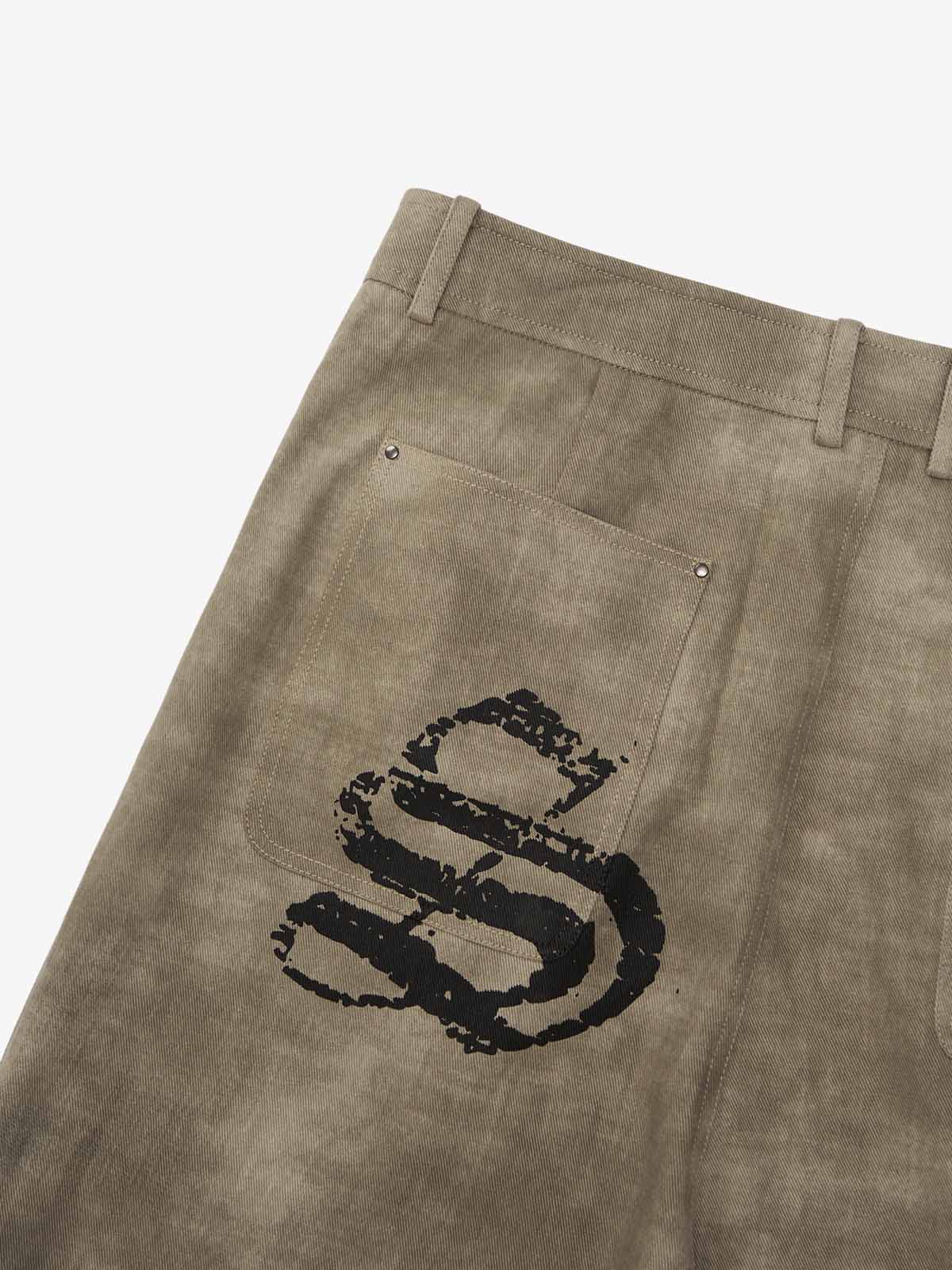 Original Large Cross Angel Print Distressed Jeans - 2552 