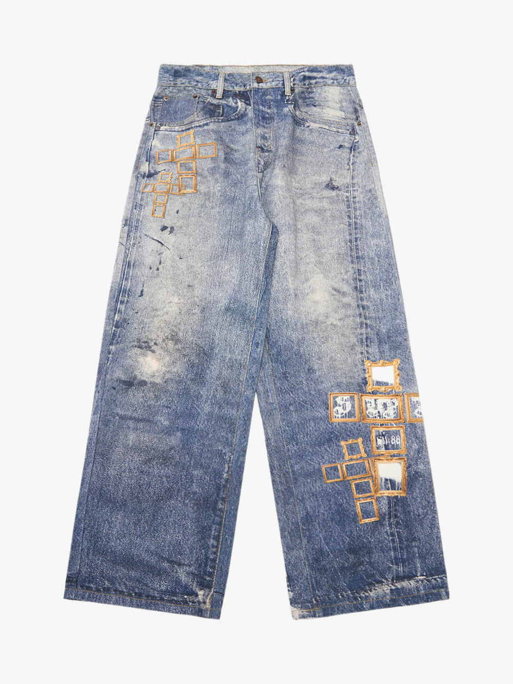 Frame Cross Print Denim Jeans - 2554 