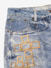 Frame Cross Print Denim Jeans - 2554 