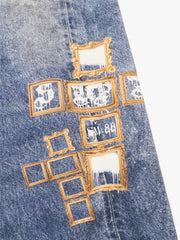 Frame Cross Print Denim Jeans - 2554 