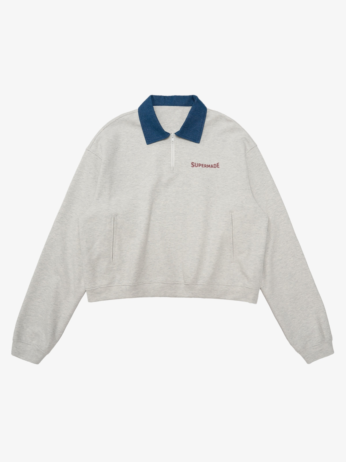 Original Denim Lapel Patchwork Sweatshirt 