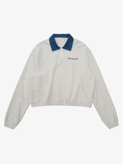 Original Denim Lapel Patchwork Sweatshirt 