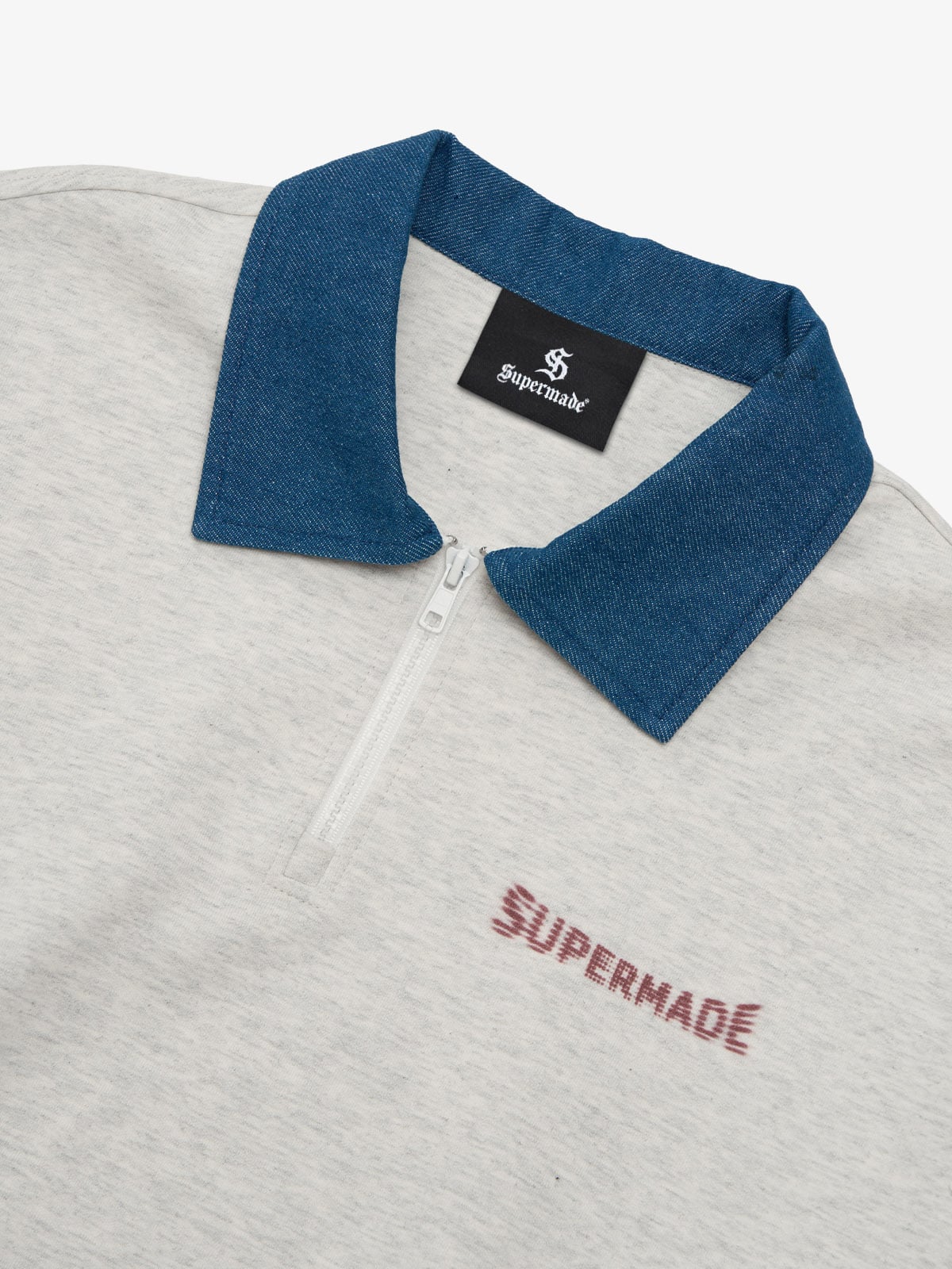 Original Denim Lapel Patchwork Sweatshirt 