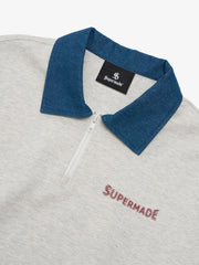 Original Denim Lapel Patchwork Sweatshirt 