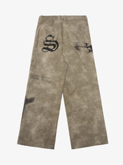 Original Large Cross Angel Print Distressed Jeans - 2552 