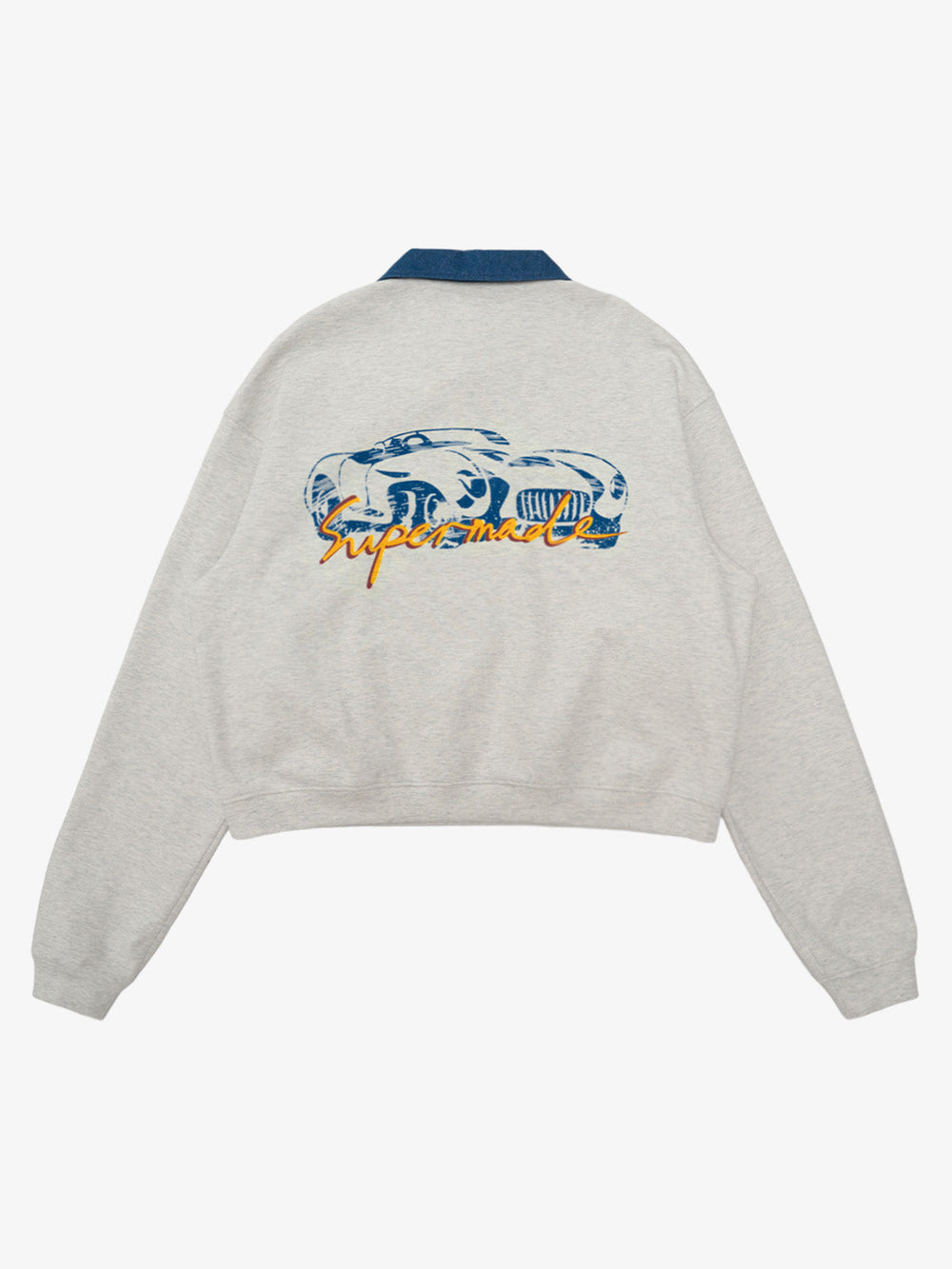 Original Denim Lapel Patchwork Sweatshirt 