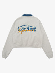 Original Denim Lapel Patchwork Sweatshirt 