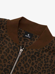 Cross Frame Leopard Print Baseball Jacket - 2572 