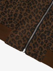 Cross Frame Leopard Print Baseball Jacket - 2572 