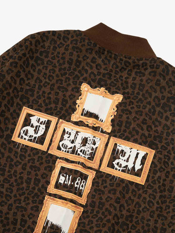 SUPM Letter Graffiti Cross Frame Leopard Print Set 