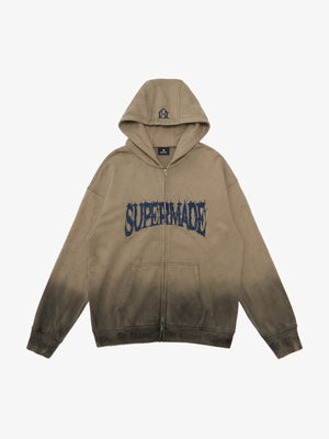 SUPERMADE Thorn Embroidery Zip Hooded Sweatshirt 