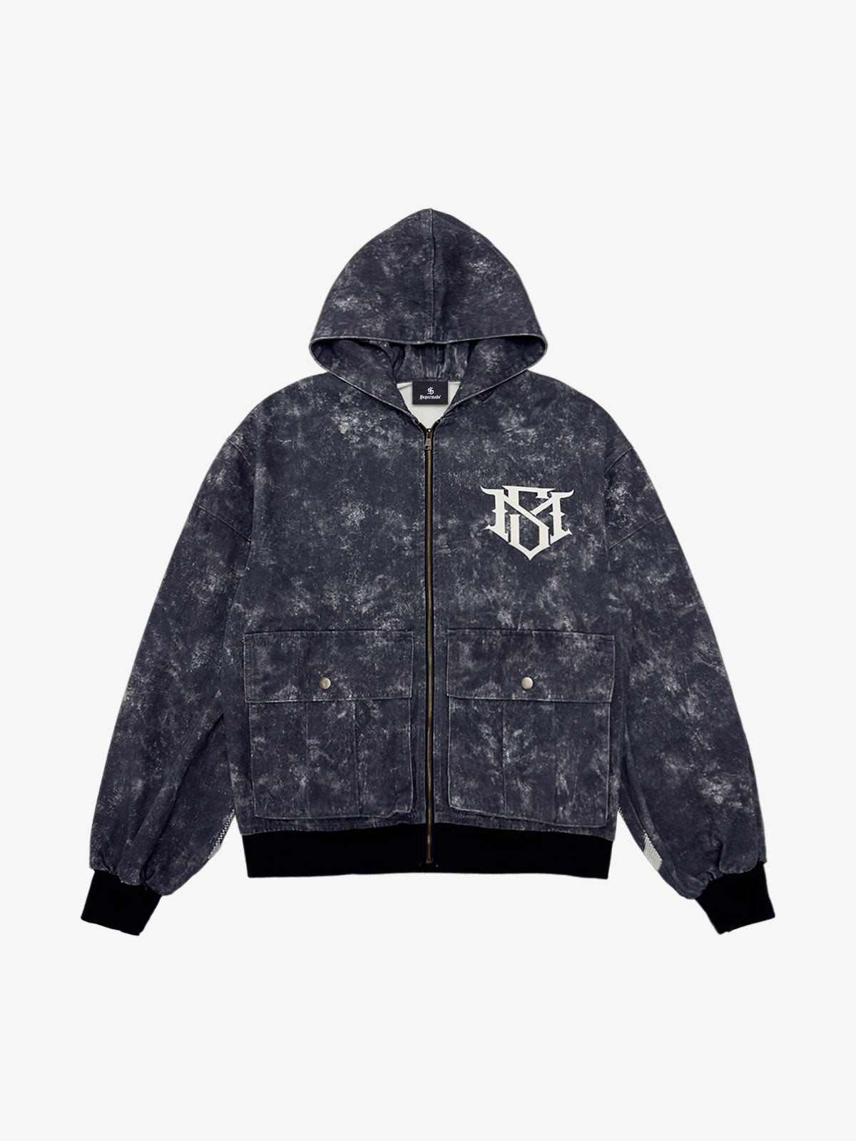 Original Oversized Denim Hoodie And Shorts Set 