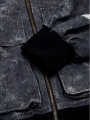 Original Oversized Denim Hoodie And Shorts Set - 2583 