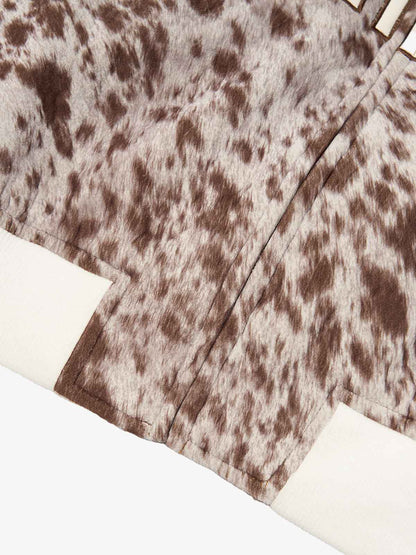 Retro Statement Snow Leopard Fleece Jacket 