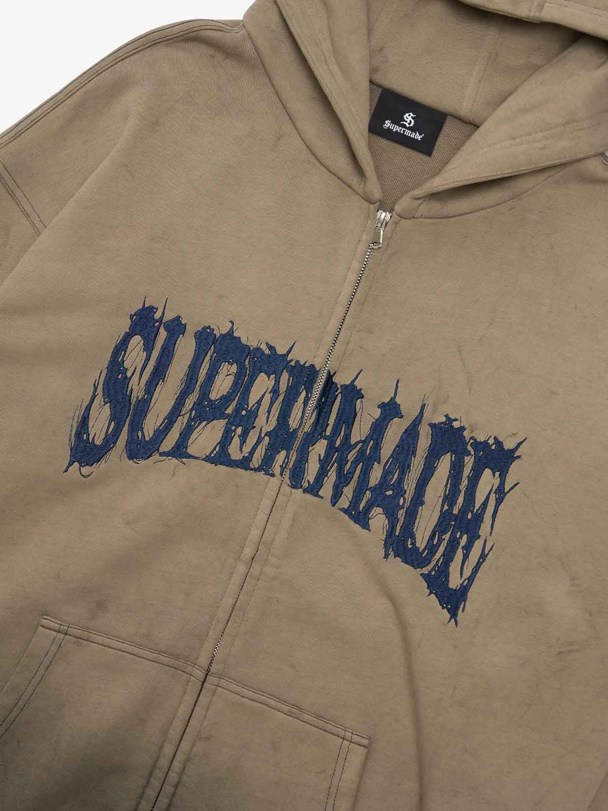 SUPERMADE Thorn Embroidery Zip Hoodie 