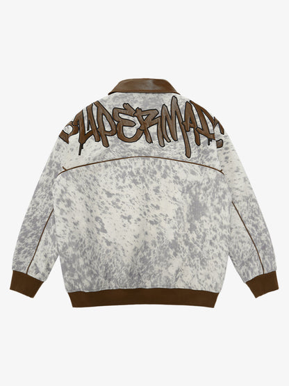 Retro Statement Snow Leopard Fleece Jacket 