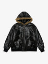 Multi-Zip Fur Hooded Leather Jacket 