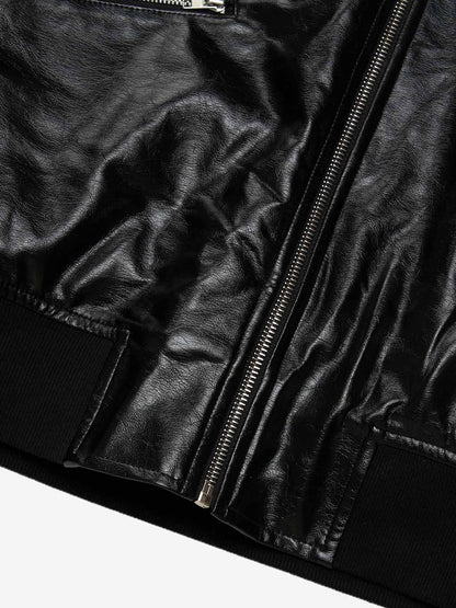 Multi-Zip Fur Hooded Leather Jacket 