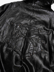 Multi-Zip Fur Hooded Leather Jacket 