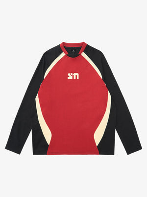 Original Retro Contrast Color Long-Sleeved T-Shirt 