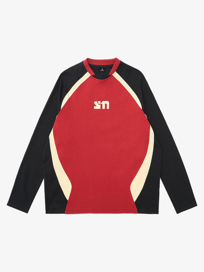 Original Retro Contrast Color Long-Sleeved T-Shirt 