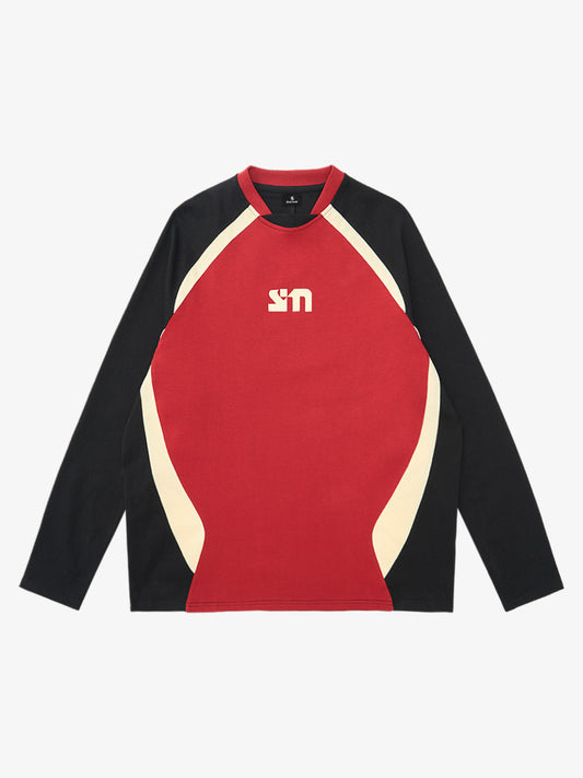Original Retro Contrast Color Long-Sleeved T-Shirt 