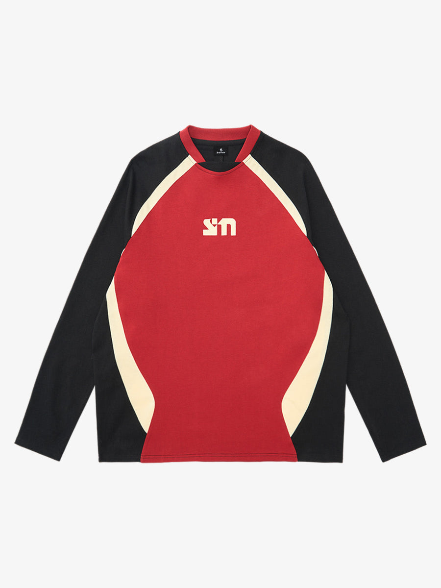 Original Retro Contrast Color Long-Sleeved T-Shirt 