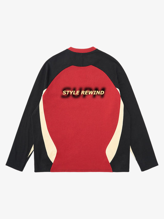 Original Retro Contrast Color Long-Sleeved T-Shirt 