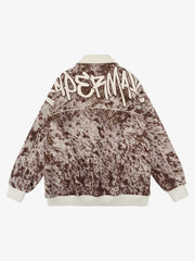 Retro Statement Snow Leopard Fleece Jacket 