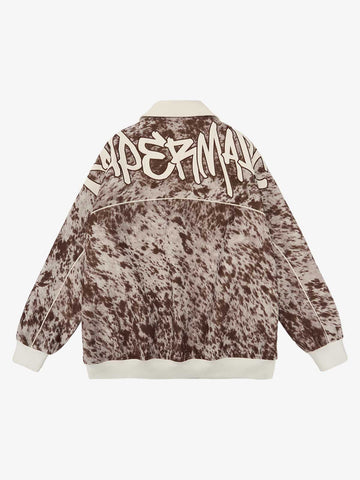 Retro Statement Snow Leopard Fleece Jacket 