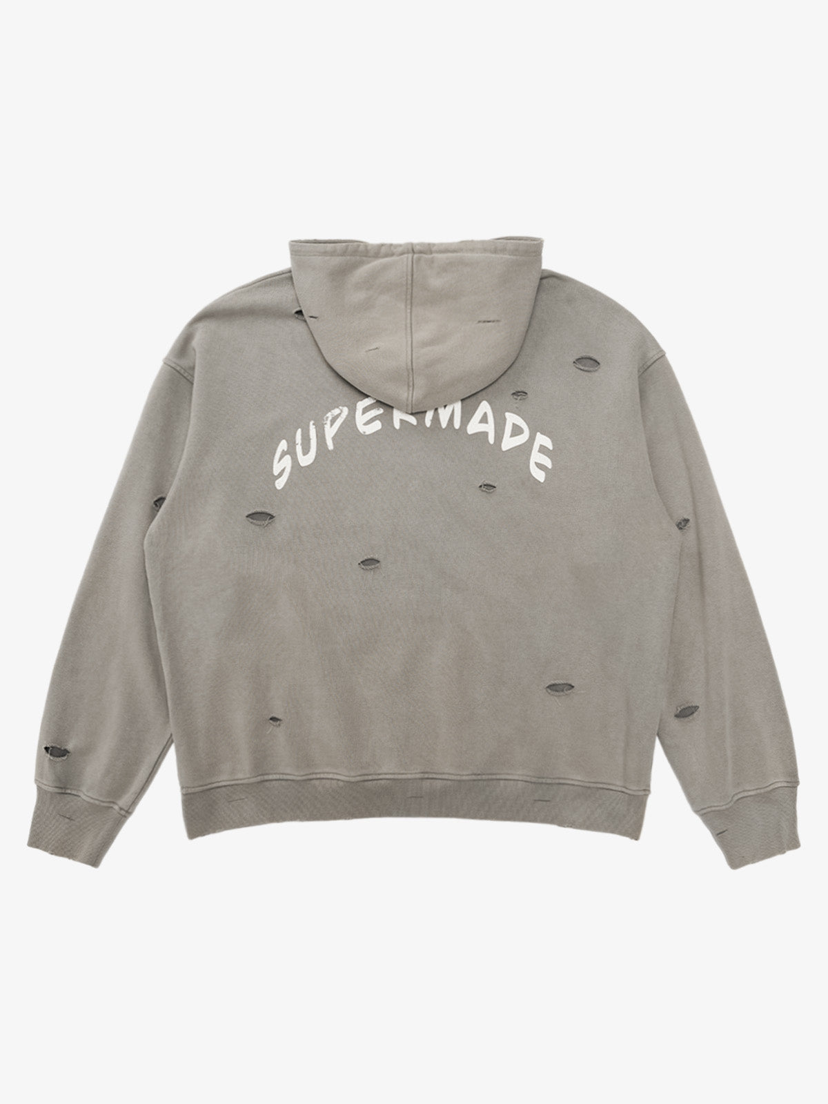 Retro Washed Distressed Ripped Print Cotton Hoodie 