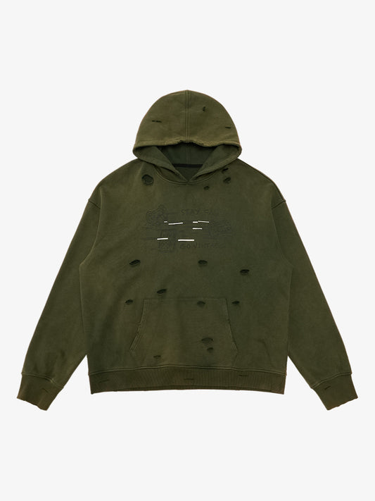 Original Vintage Washed Ripped Hoodie 