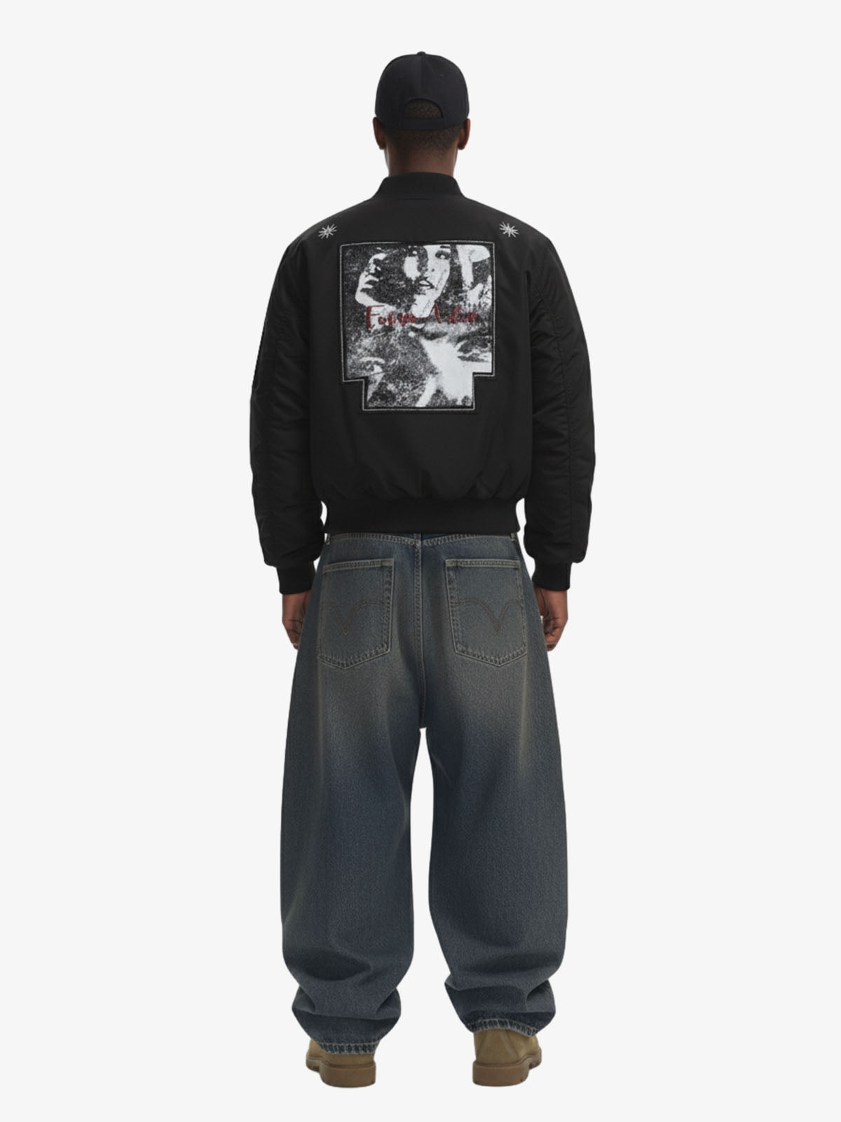 Vintage Graphic Star Embroidered Bomber Jacket