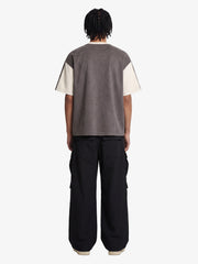 Jersey Deconstructed Contrast Color Stitching Print T-shirt - 2407 