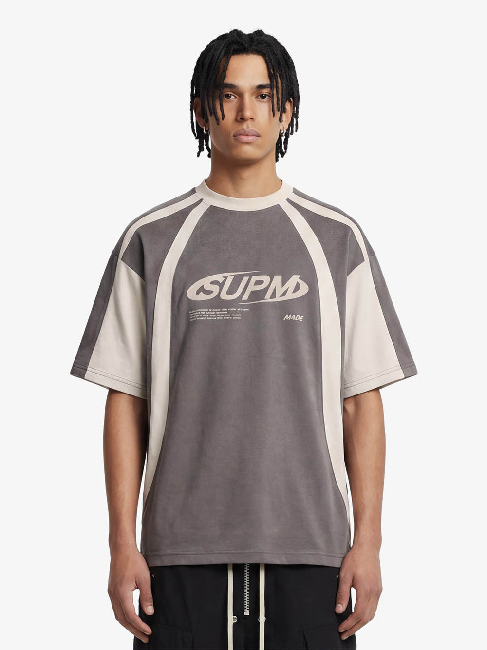 Jersey Deconstructed Contrast Color Stitching Print T-shirt - 2407 
