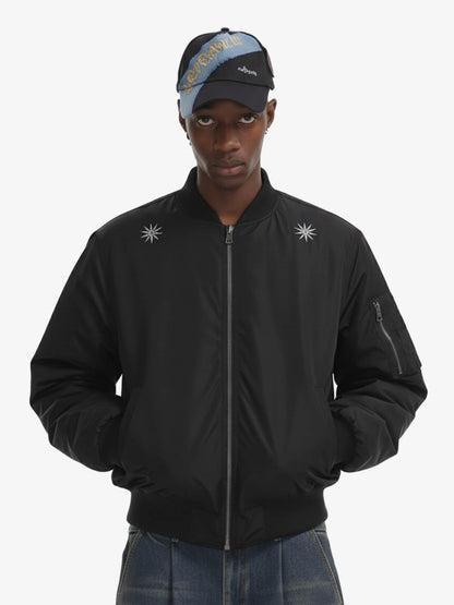 Vintage Graphic Star Embroidered Bomber Jacket