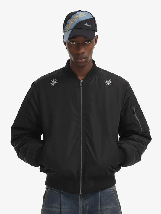 Vintage Graphic Star Embroidered Bomber Jacket