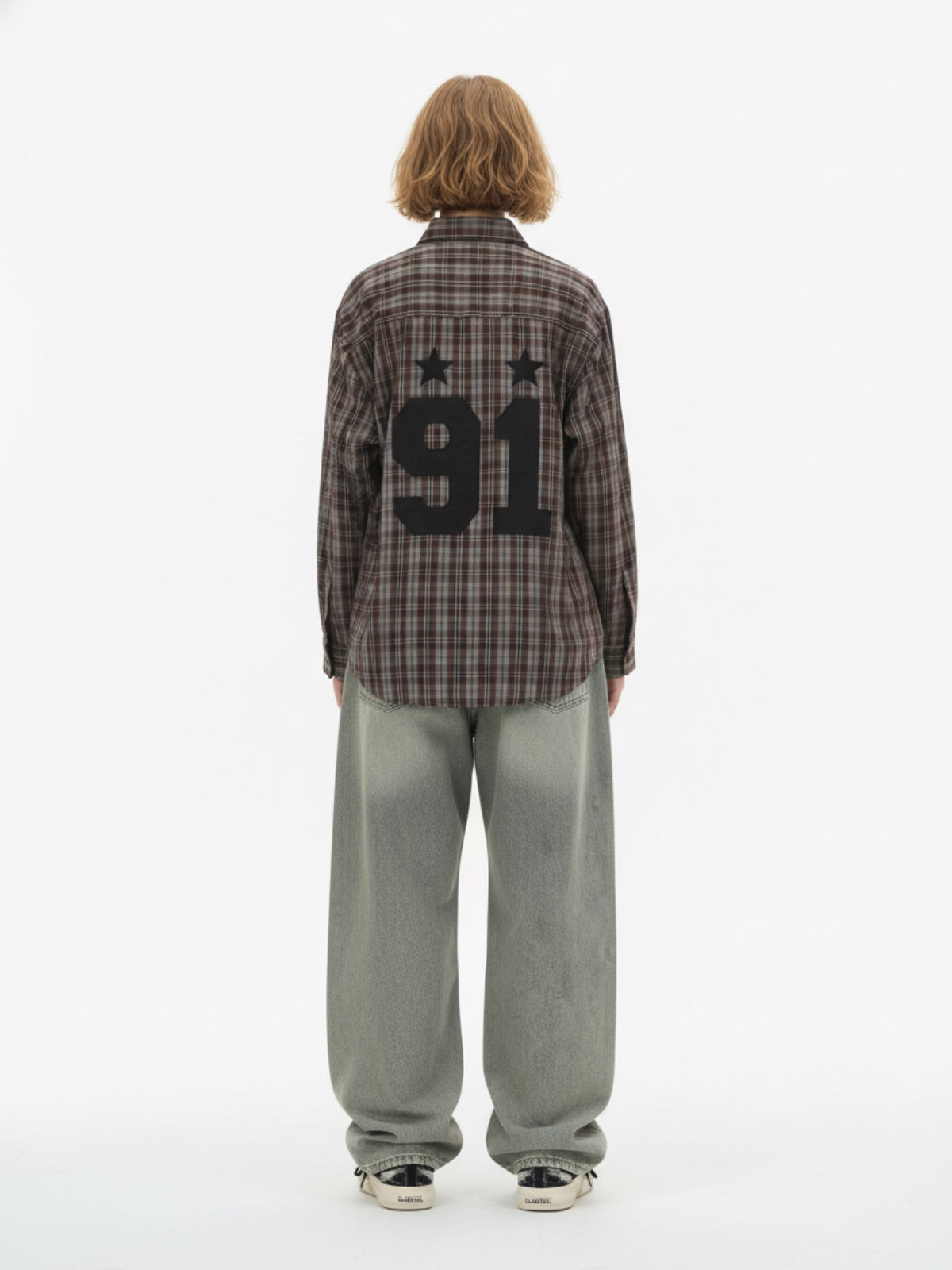 Vintage Distressed Patchwork Star Plaid Shirt 