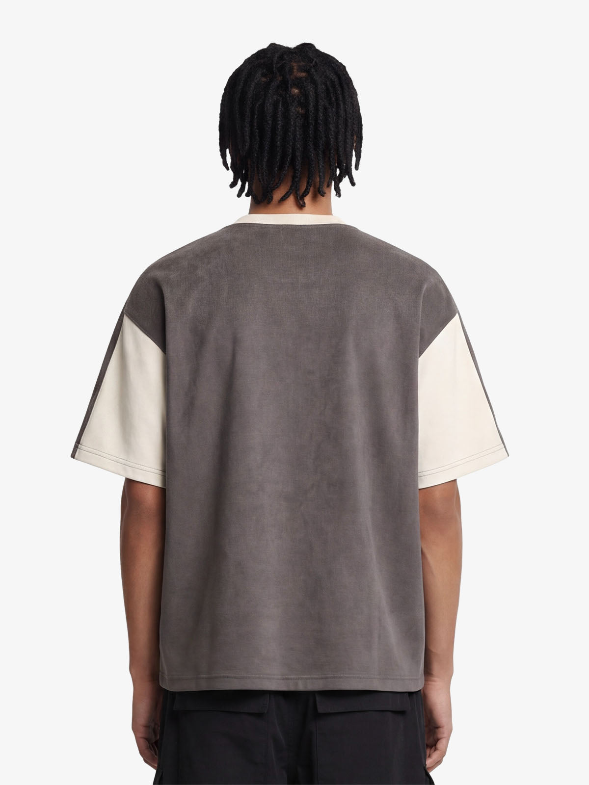 Jersey Deconstructed Contrast Color Stitching Print T-shirt - 2407 