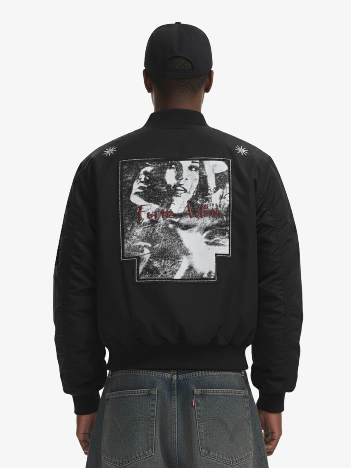 Vintage Graphic Star Embroidered Bomber Jacket