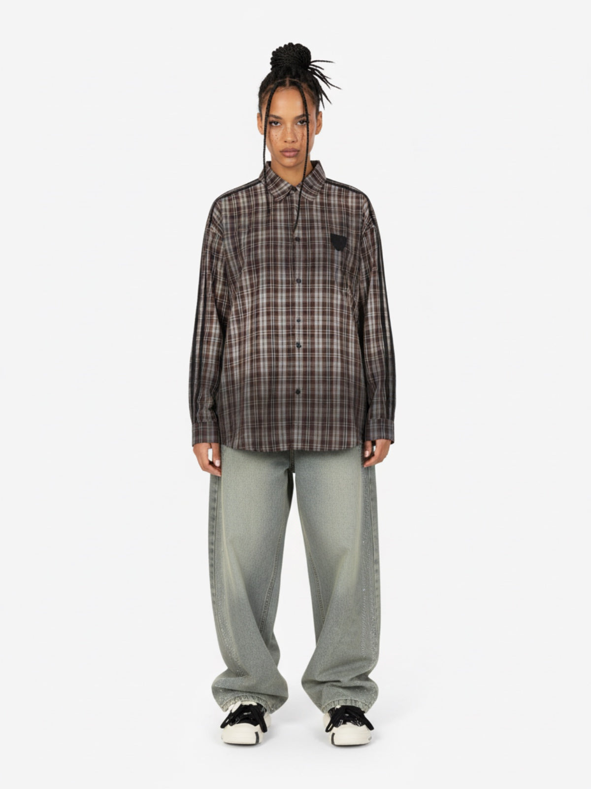 Vintage Distressed Patchwork Star Plaid Shirt 