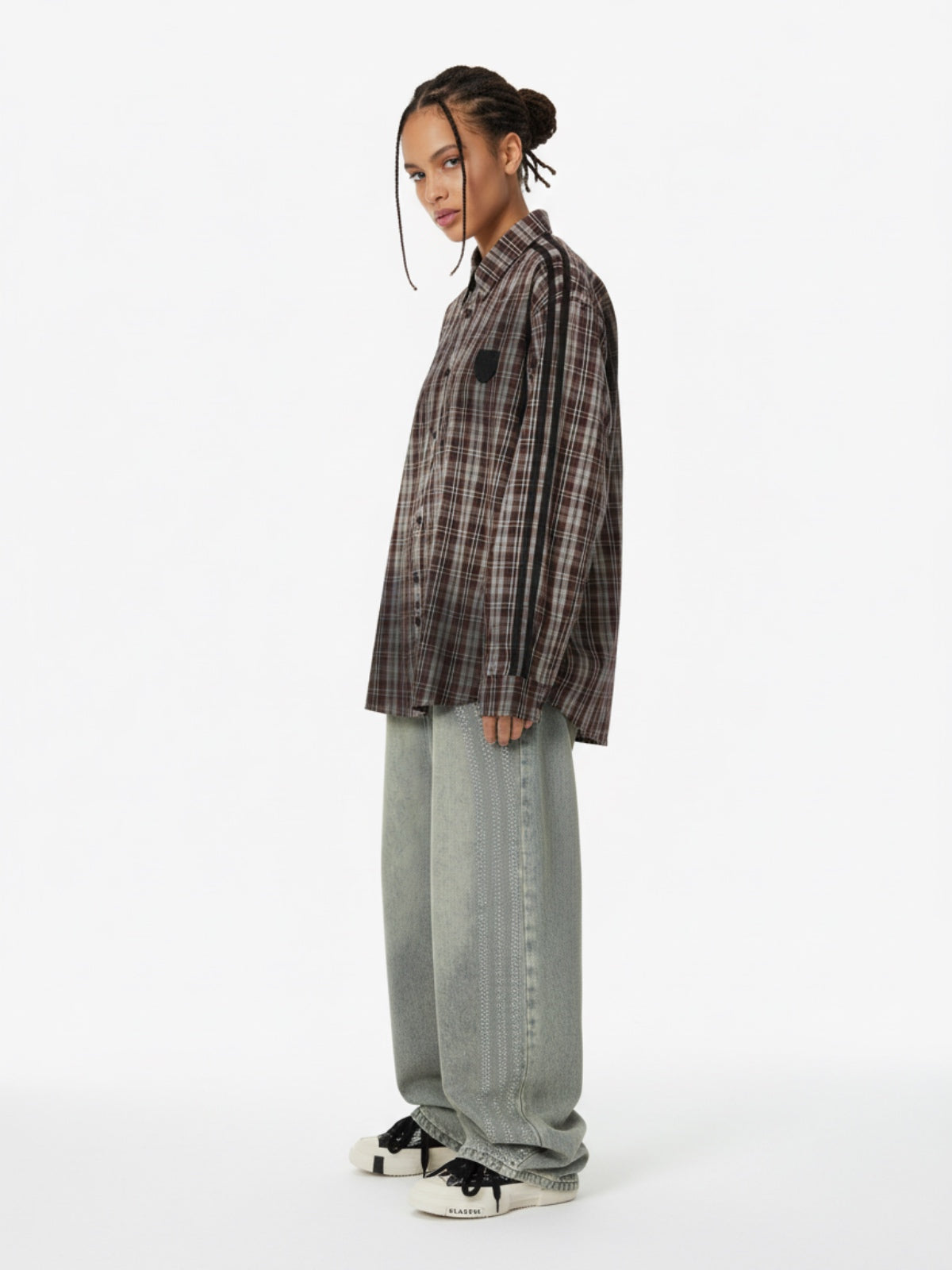 Vintage Distressed Patchwork Star Plaid Shirt 