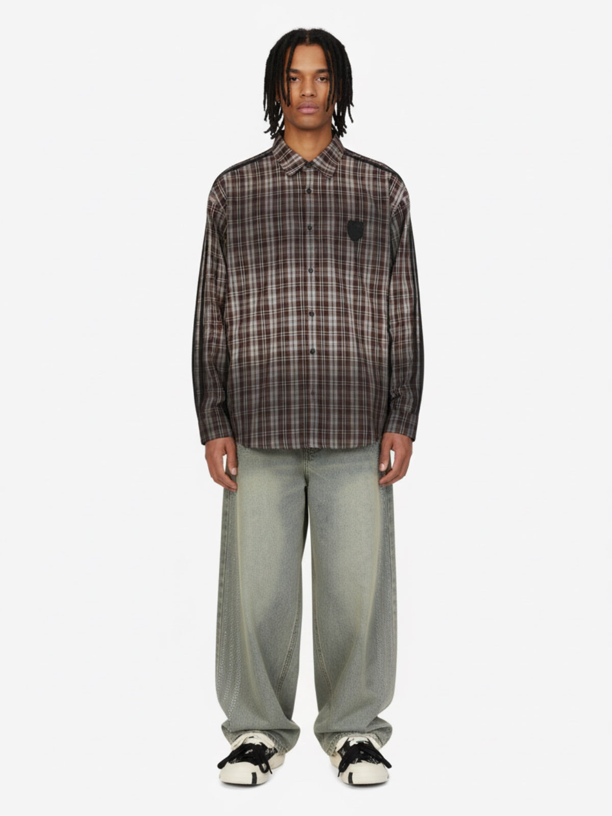 Vintage Distressed Patchwork Star Plaid Shirt 