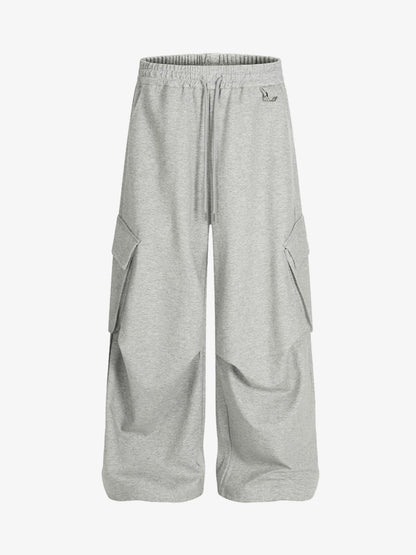 Wrinkled Detail Multi-Pocket Cargo Sweatpants