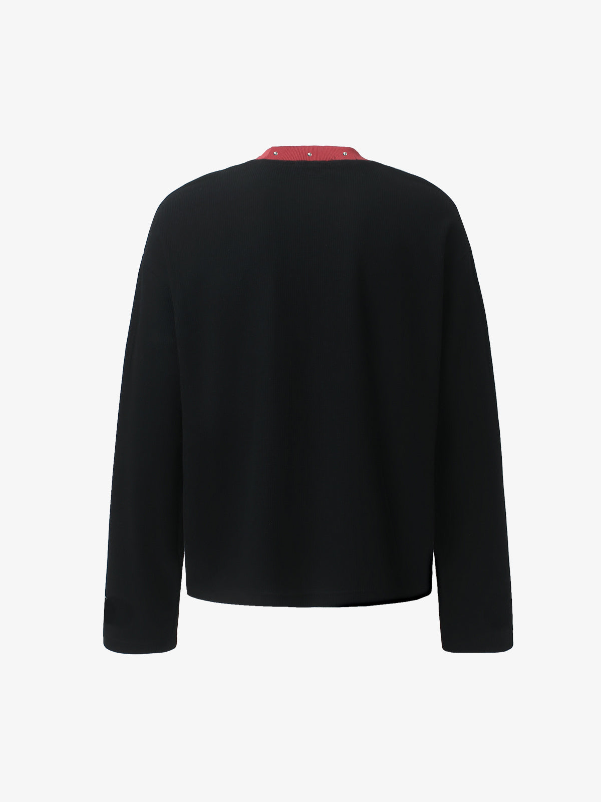 Dark Color-Blocked Print Long-Sleeve T-Shirt