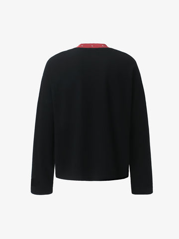 Dark Color-Blocked Print Long-Sleeve T-Shirt